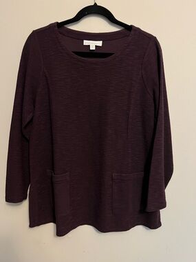 Pure Jill J. Jill Plum Long Sleeve sweater pockets cotton Size M